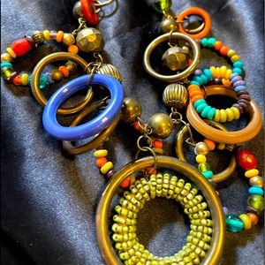 New Boho Beads & Dangling Circle Charms Necklace
